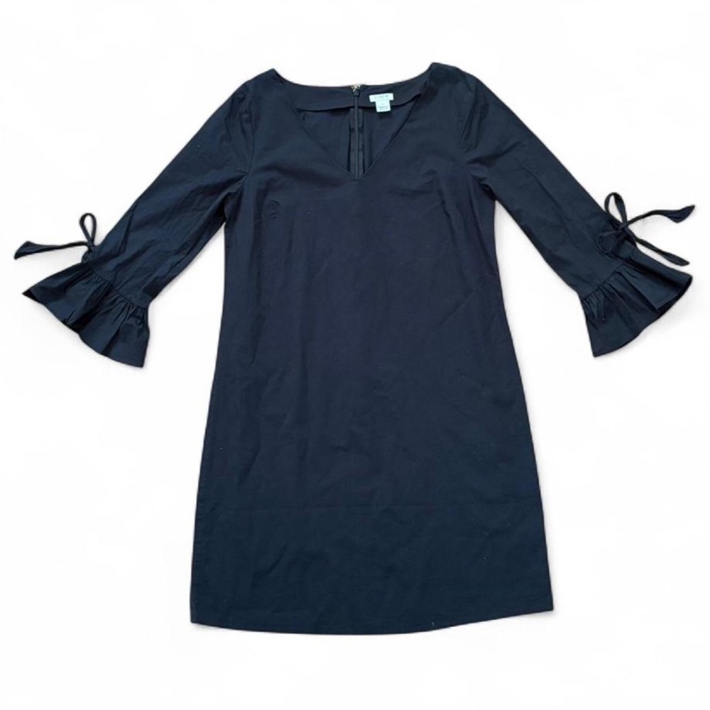 J. Crew black mini sundress - ruffled hem sleeves - Size 6 - cotton